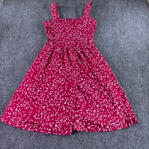 HUHOT Sundress Women S Red Leaf Print Square Neck Sleeveless Fit Flare Casual